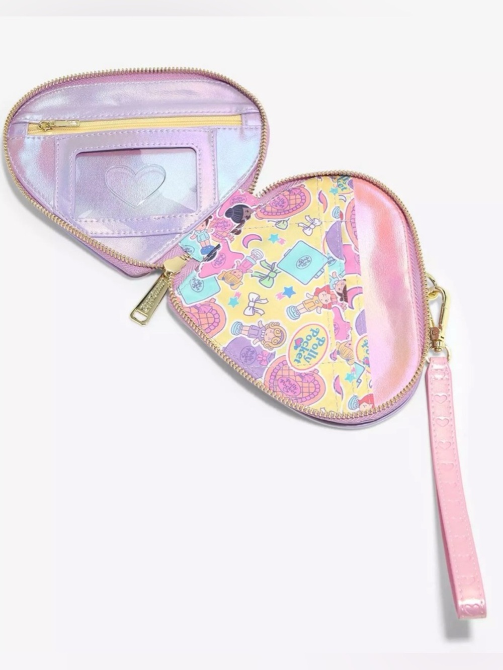 NWT Loungefly Polly Pocket Glittery Heart-Shaped Zip Wallet - Picture 4 of 7